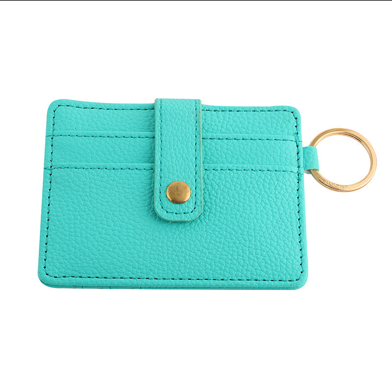Wholesale PU Cow Pattern Solid Color Card Holder Keychain